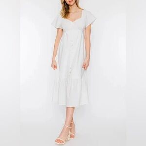 Bernadette Sweetheart Smocked Midi Dress - White